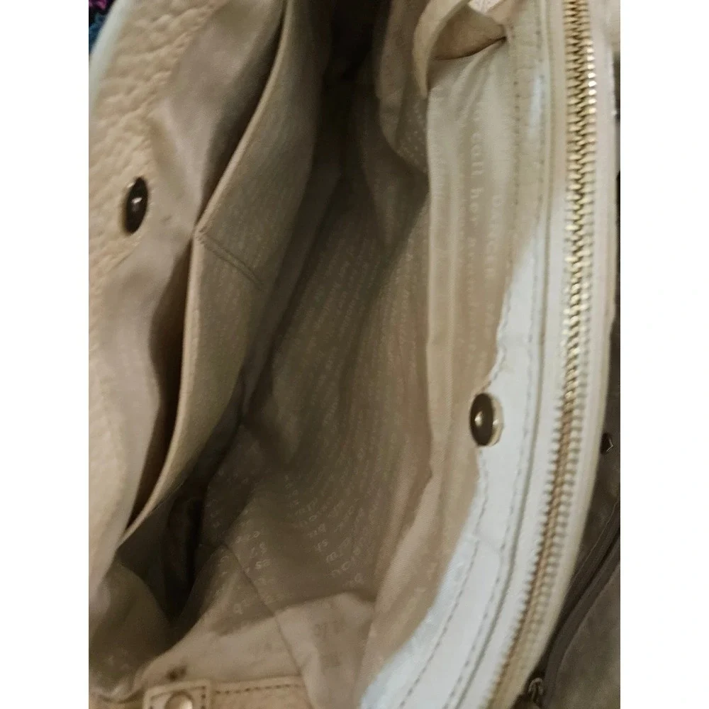Kate Spade New York Pebbled Leather‎ Satchel Handbag Beige Convertible Strap